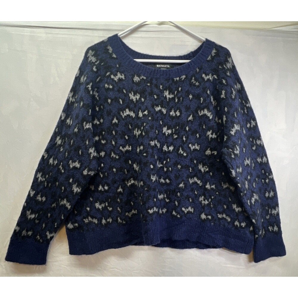 ATHLETA Women’s Hawthorne Textured Crew Wool Blend Sahara Navy Sweater Size 2X